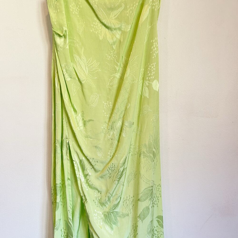 For Love & Lemons Llana Satin Midi Dress Green Size M - Picture 7 of 11